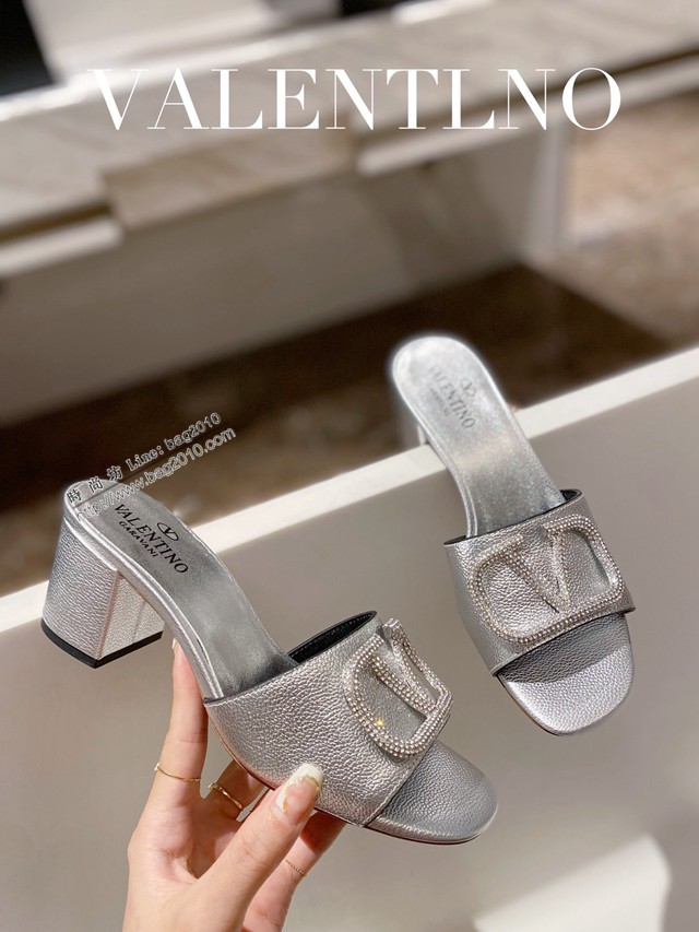 Valentino專櫃原版華倫天奴春夏新款女士拖鞋高跟涼拖鞋 dx2961